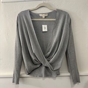 Urban Outfitters x Project Social T  Gray Waffle Knit Wrap Top - XS